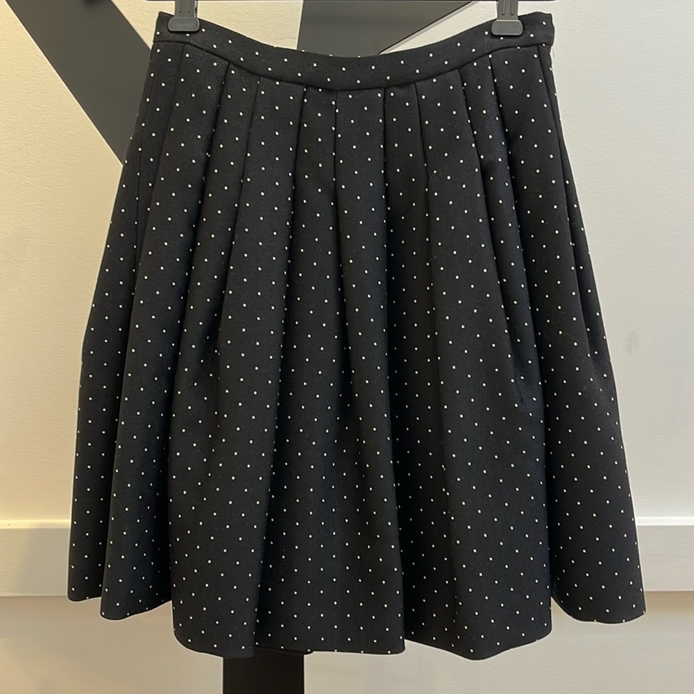 DIOR black with white polka dots pleated wool skirt XS NEW